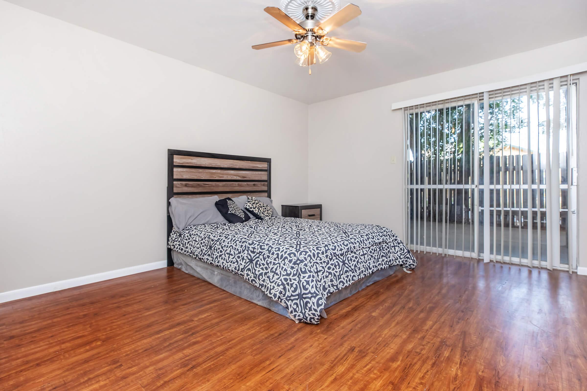 a living room with a wood floor