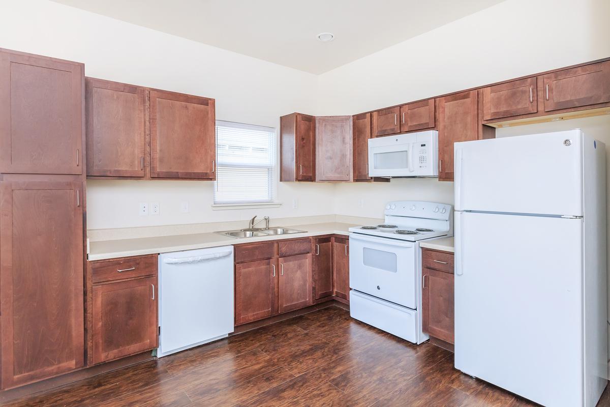 a kitchen with a stove and a refrigerator