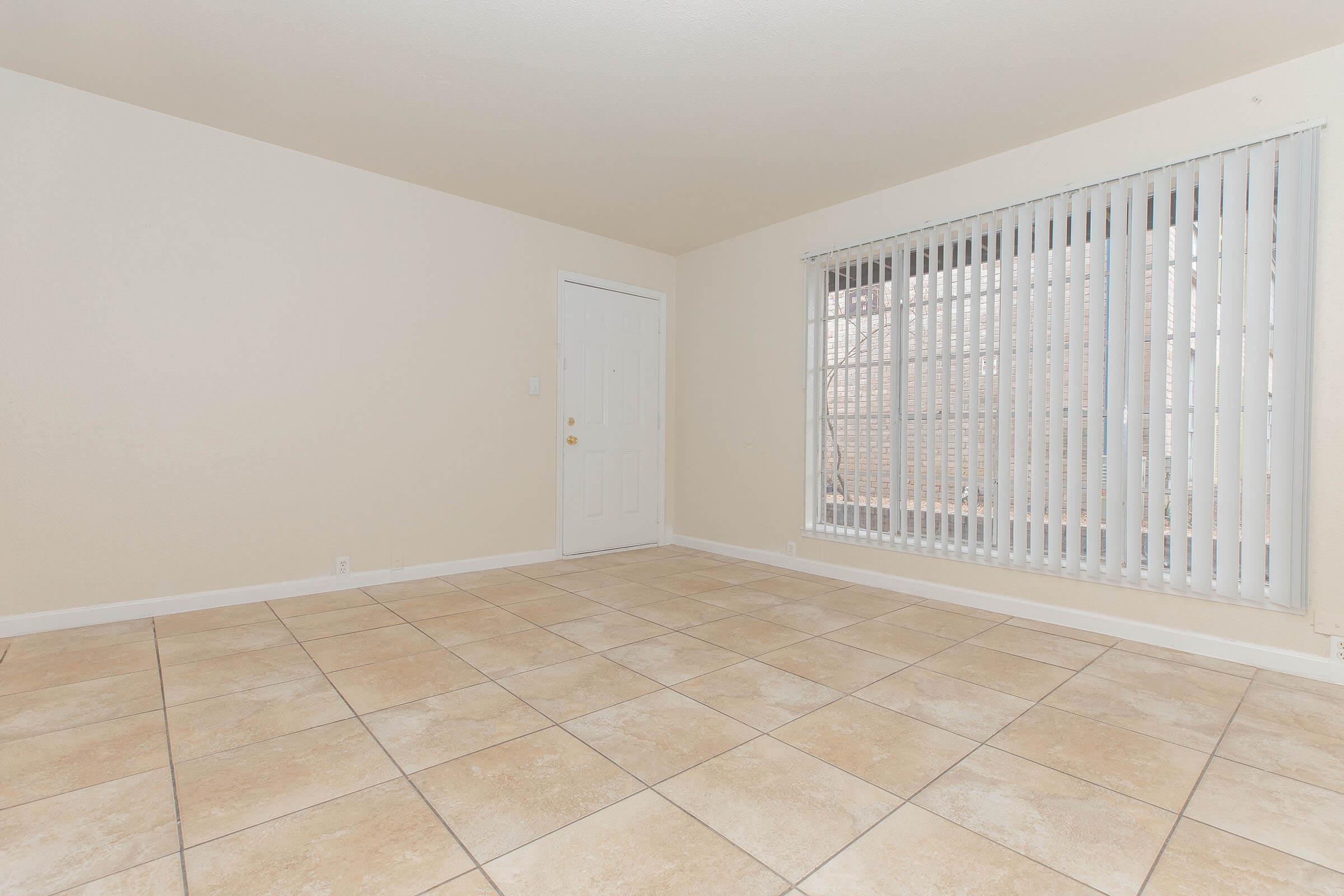 a room with a tile floor