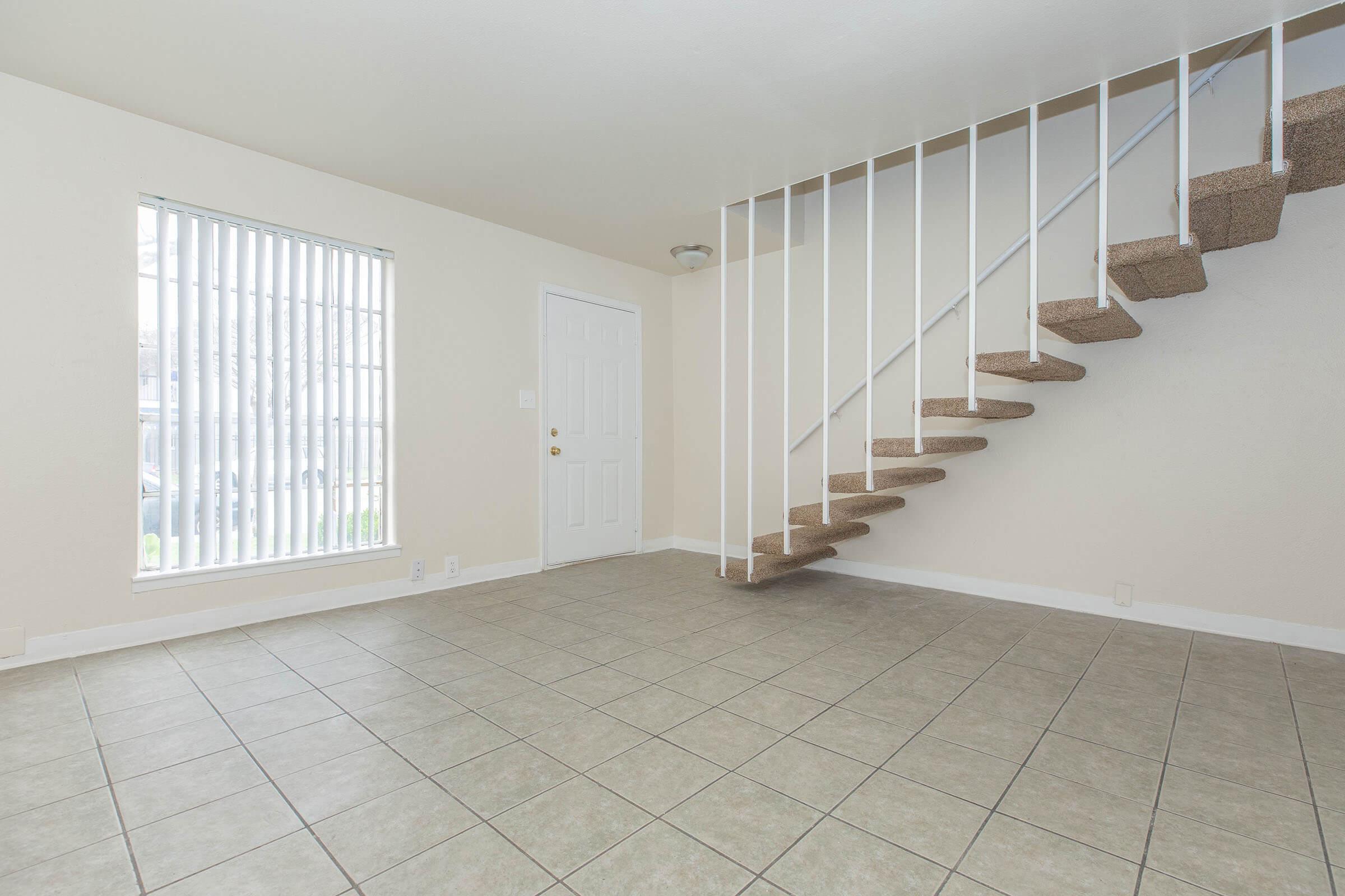 a room with a tiled floor