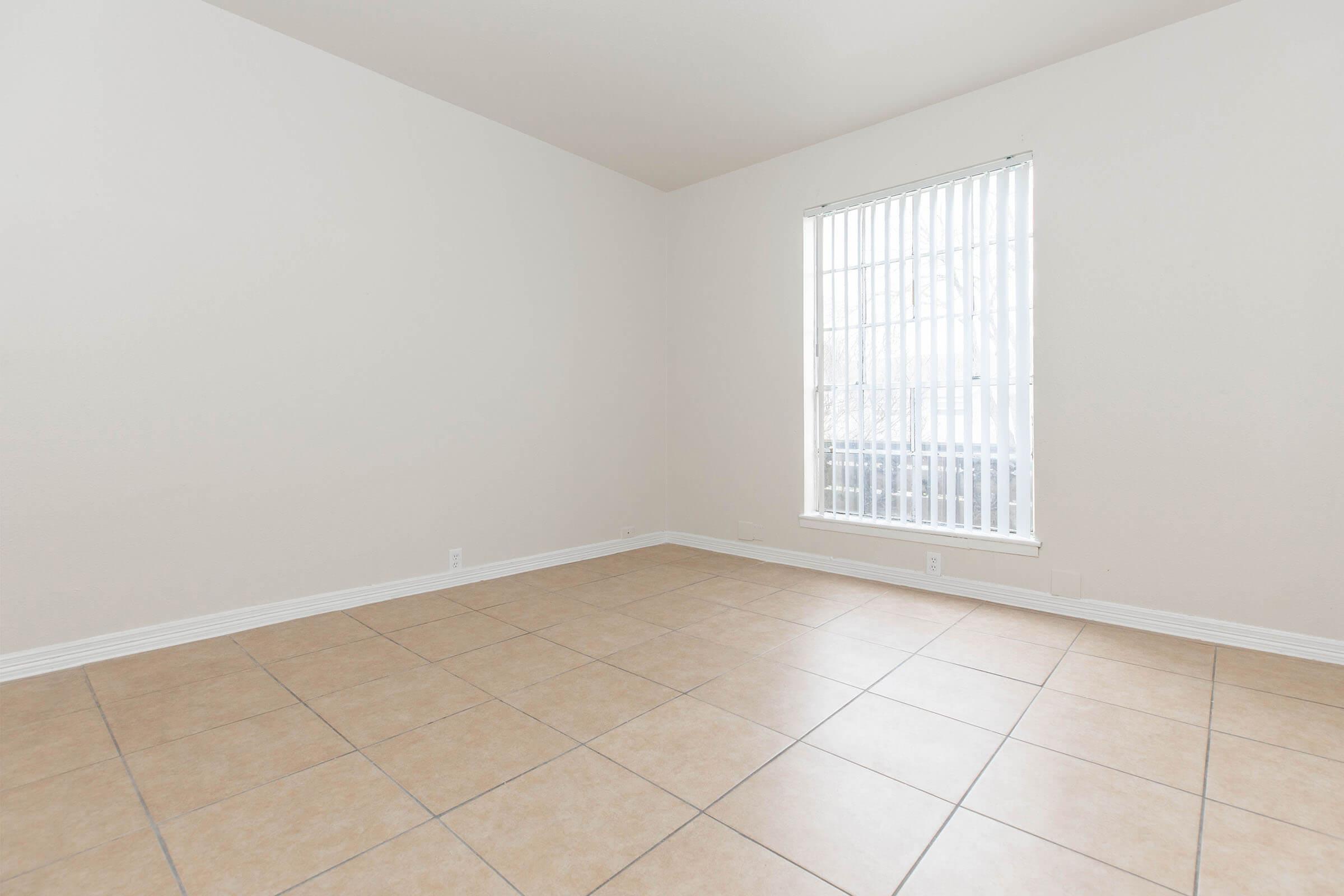 a room with a tile floor