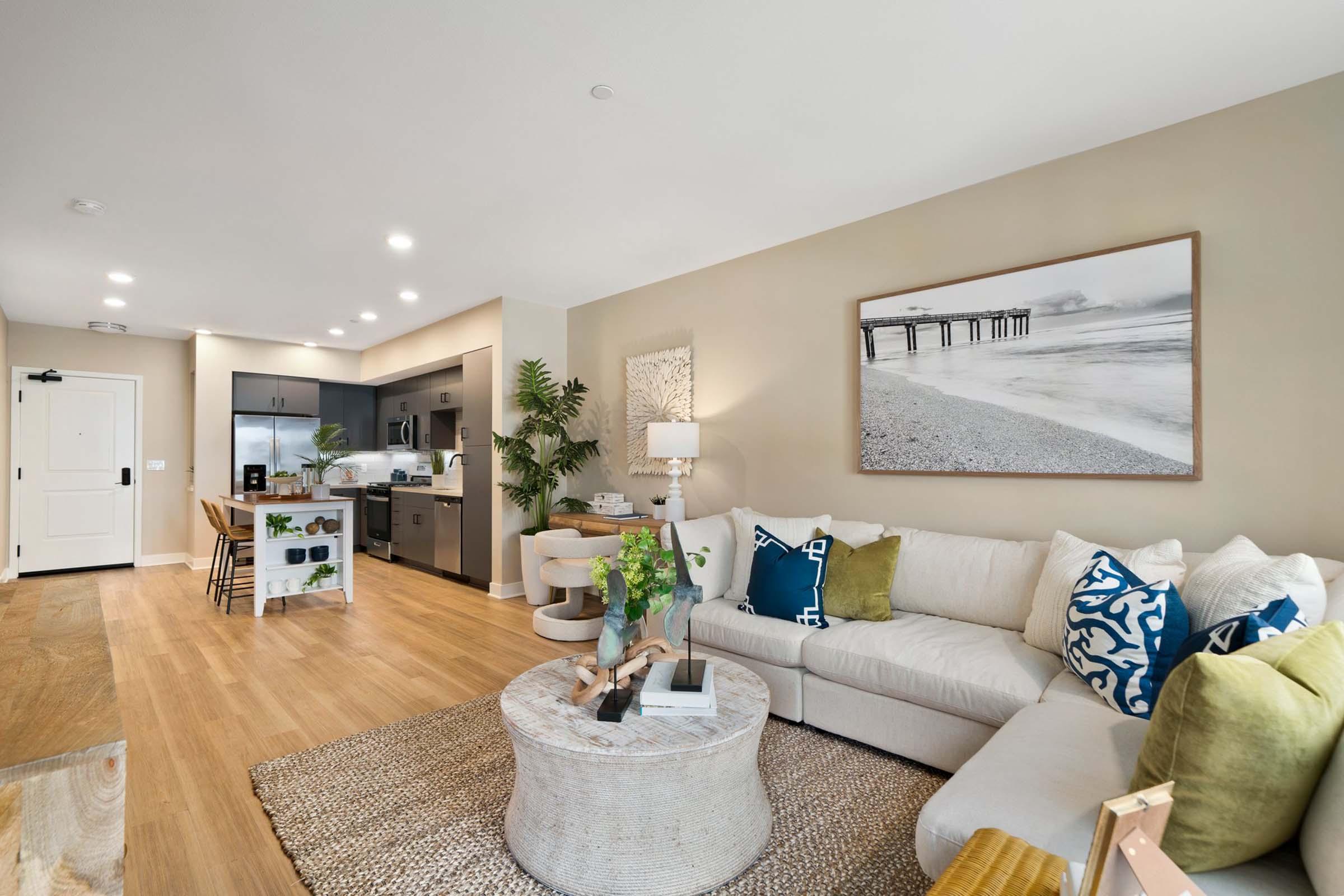 a living room filled with furniture