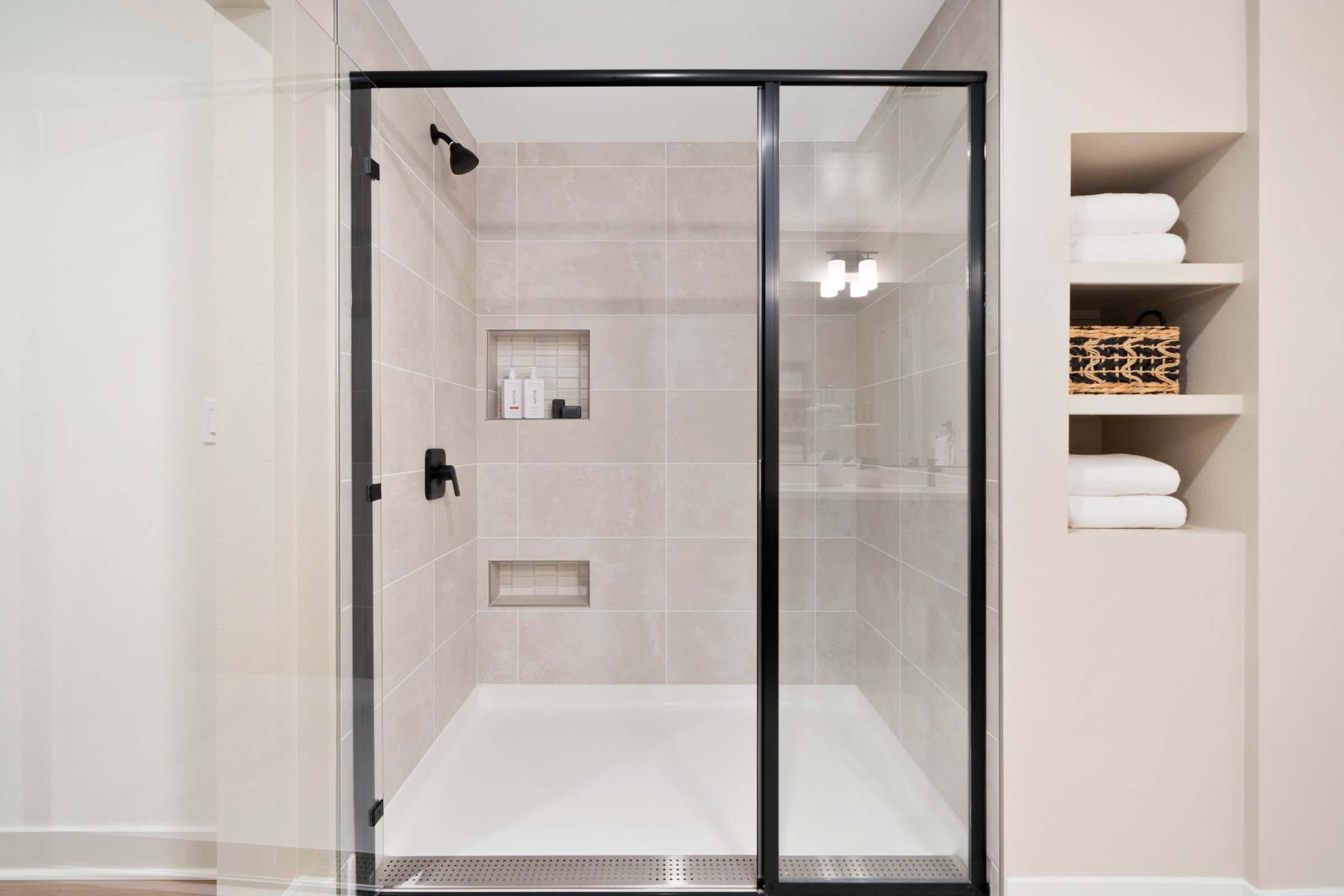 a glass shower door