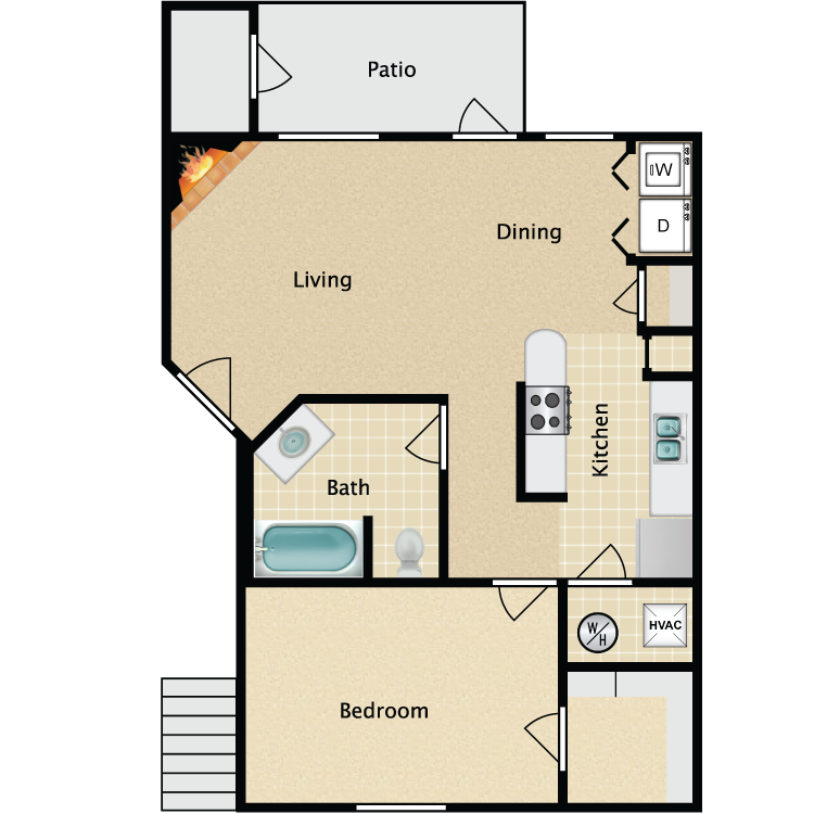 Floor plan image of 1 Bed 1 Bath