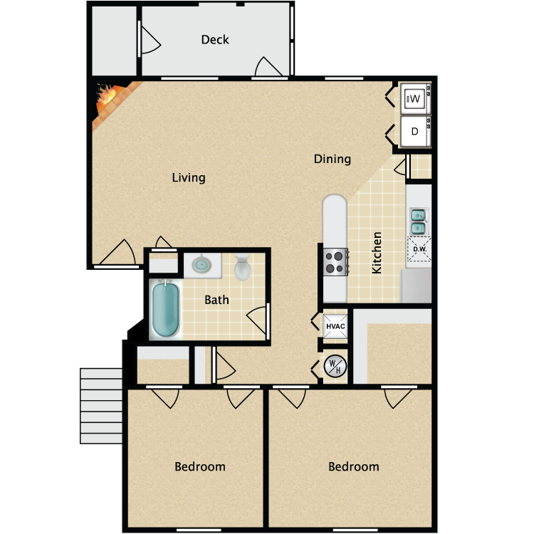 Floor plan image of 2 Bed 1 Bath