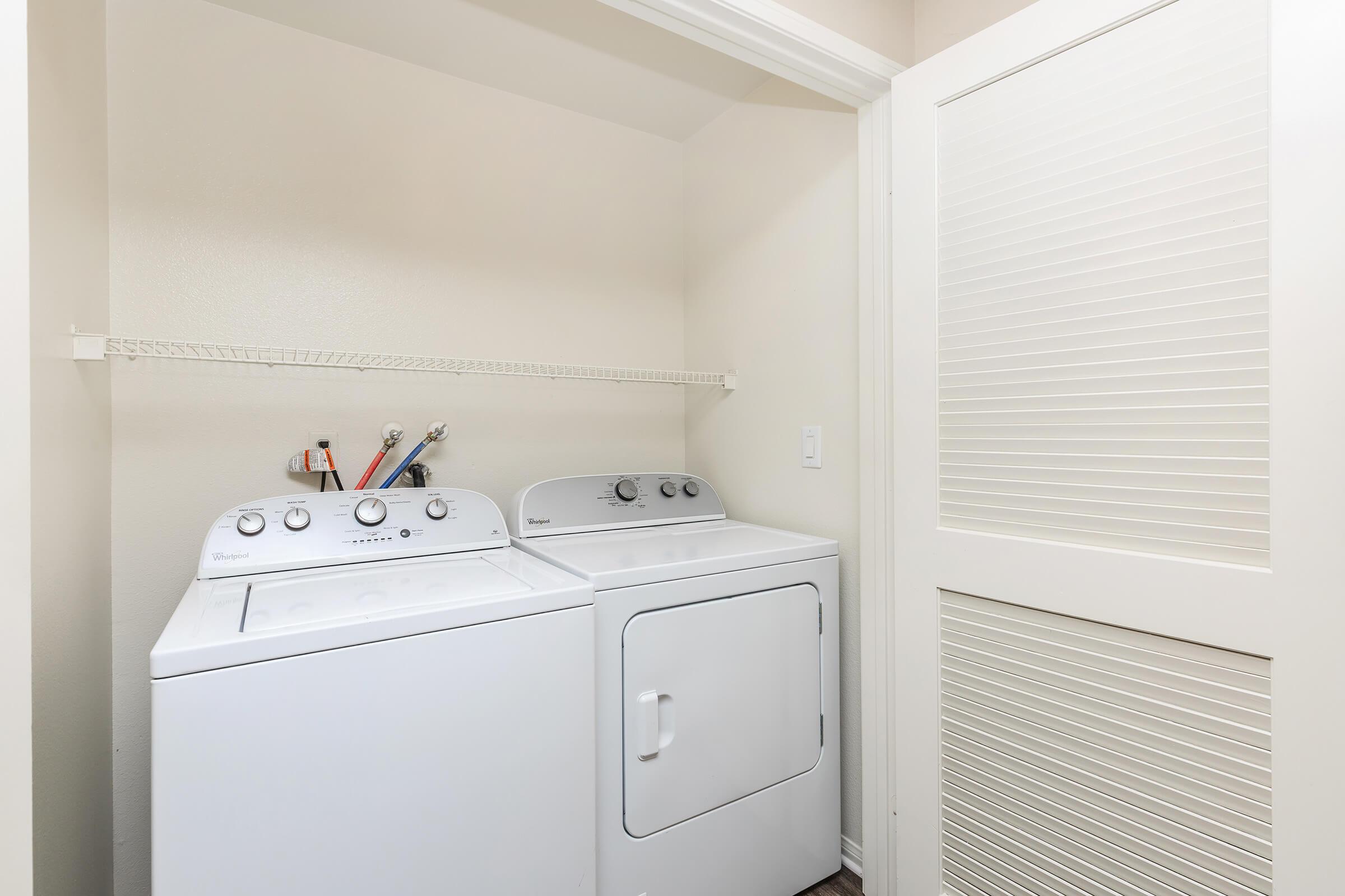 Laurel Terrace Apartment Homes provides in-home washers and dryers