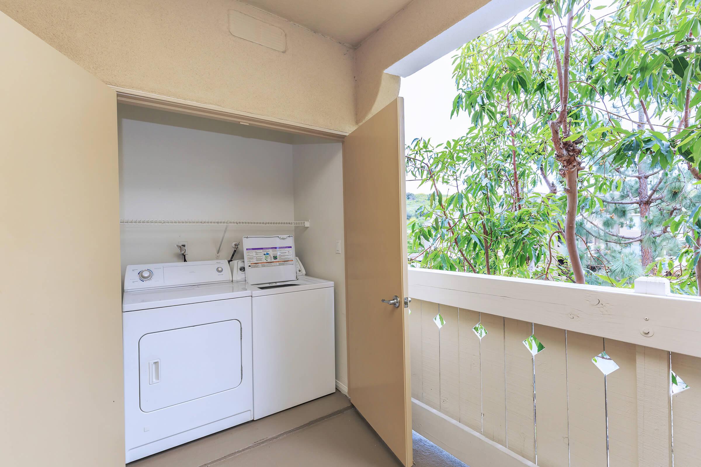 Washer and dryer in balcony closet