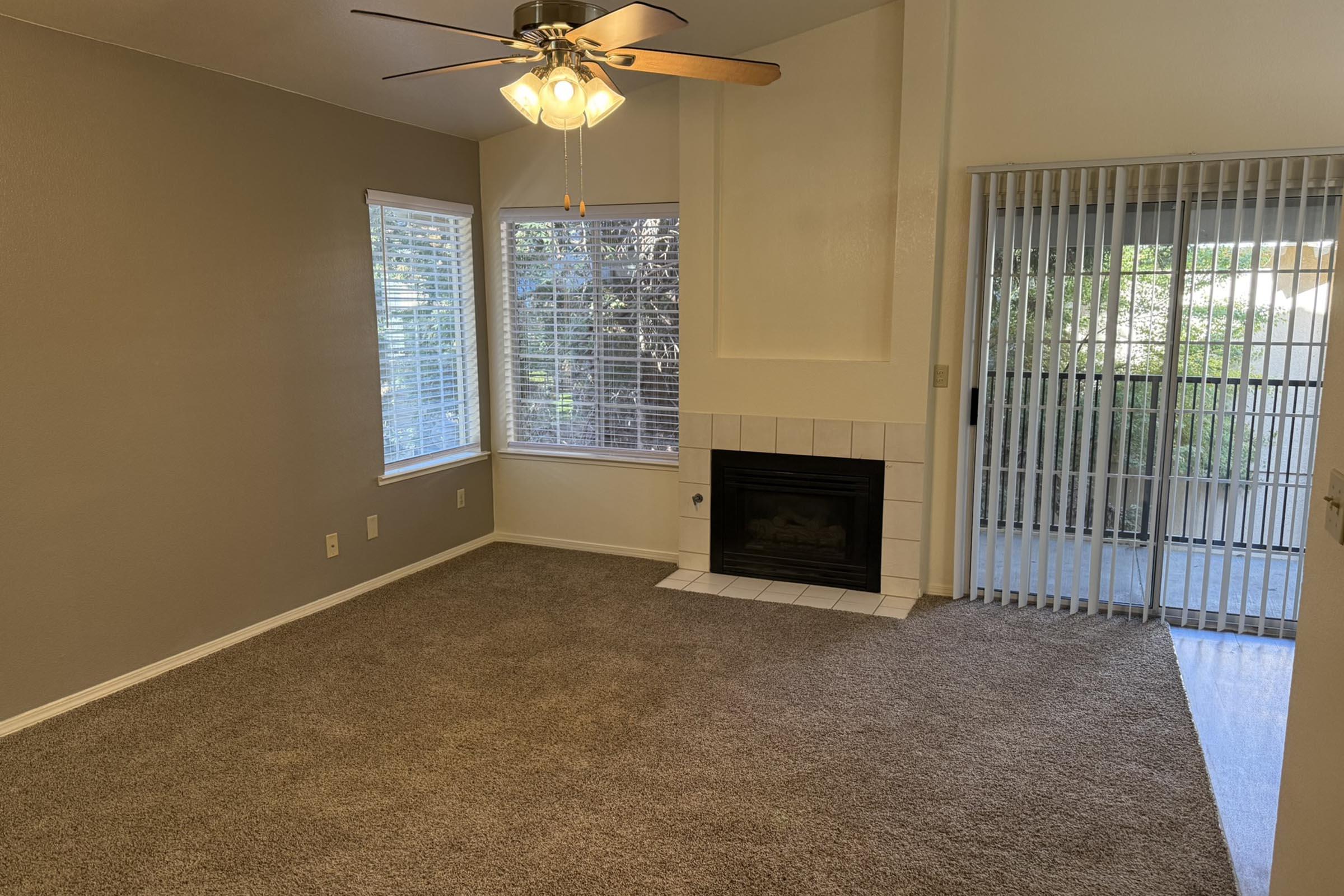 a living room with a large window