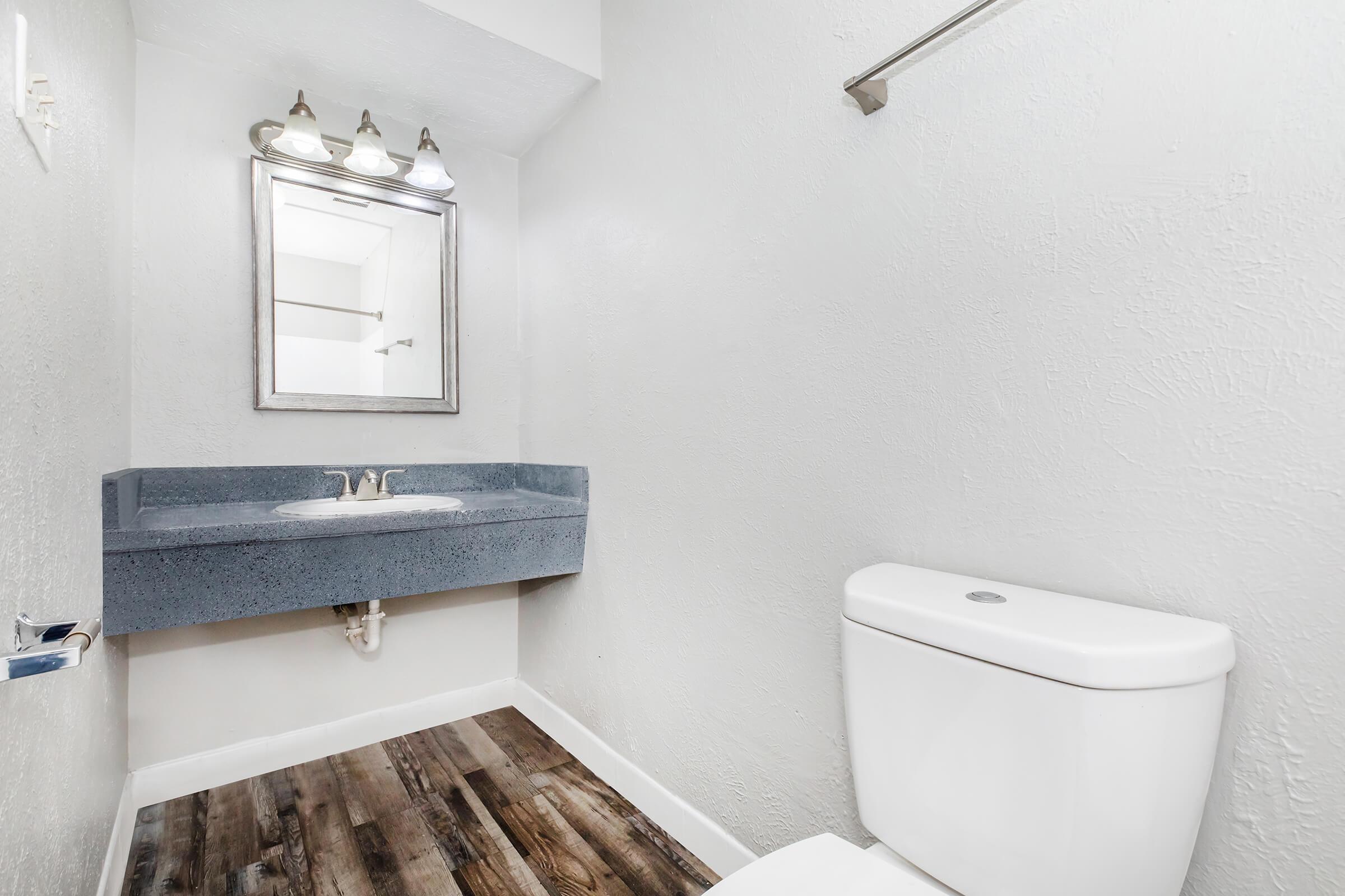 a restroom with a sink and a mirror