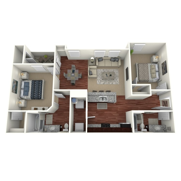 Floor plan image of 2 Bed 2 Bath