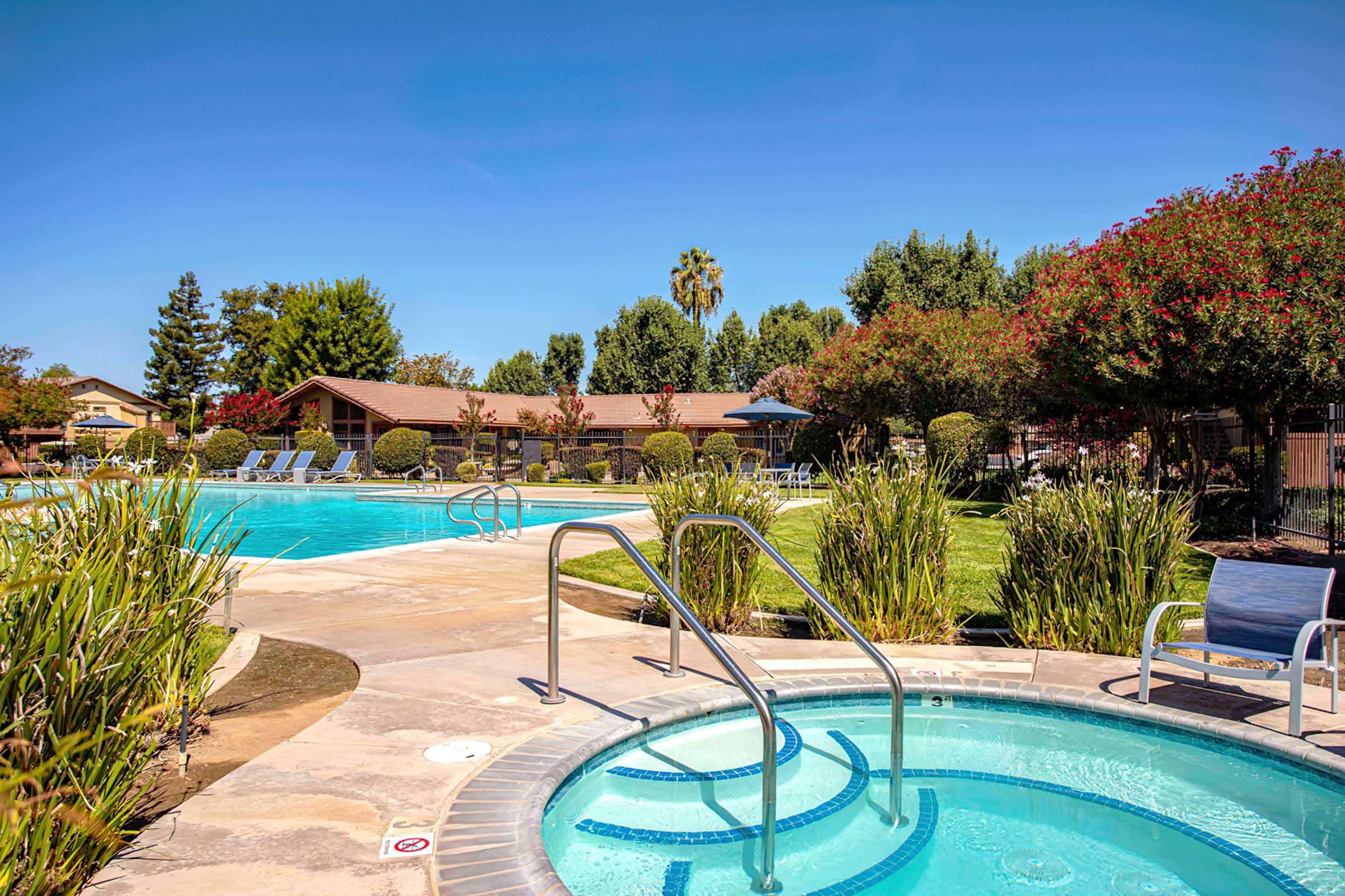 spa with pool view