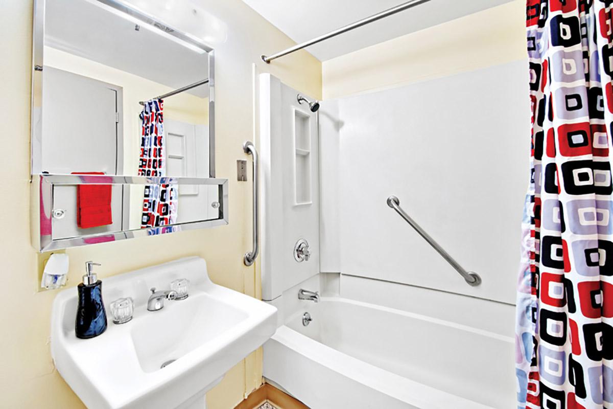 a sink and a mirror