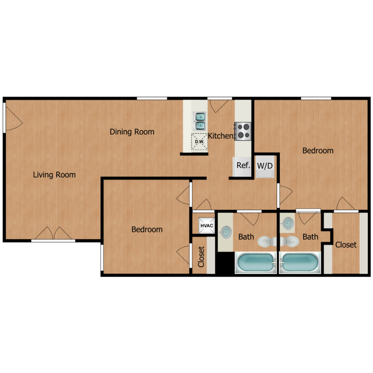 2 Bedroom B1 floor plan image