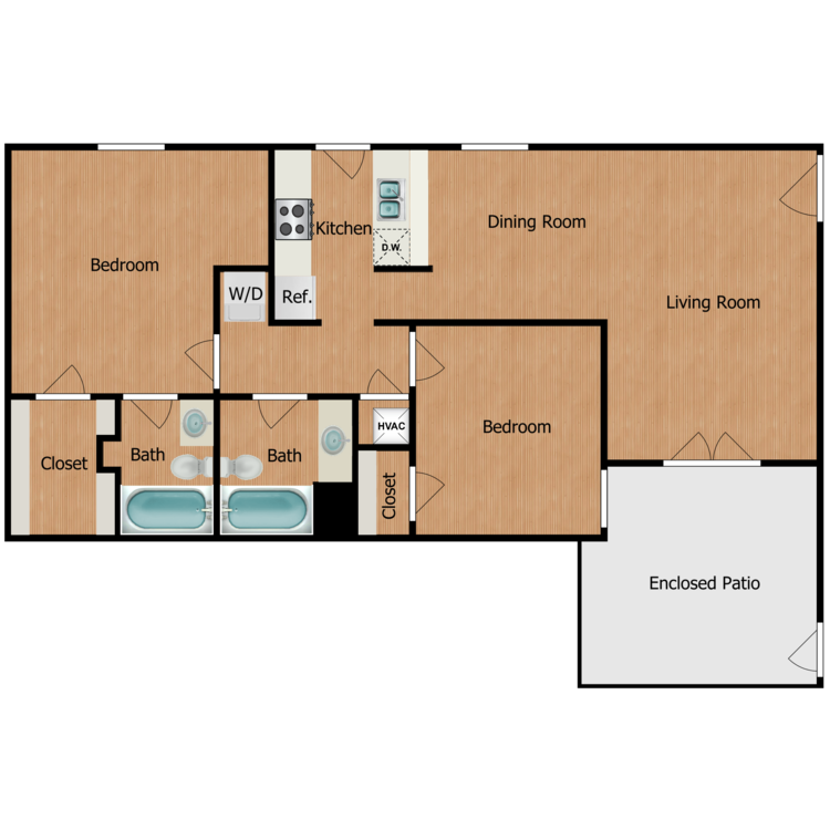 2 Bedroom B2 floor plan image