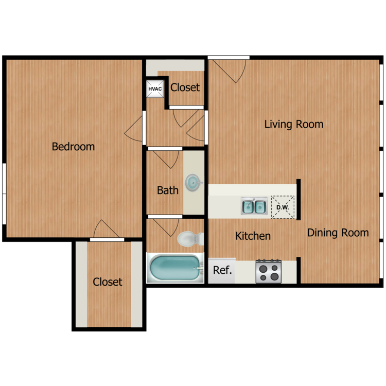 One Bedroom Accessible floor plan image