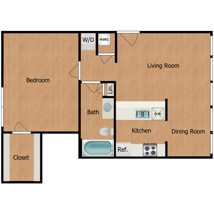 One Bedroom  floor plan image