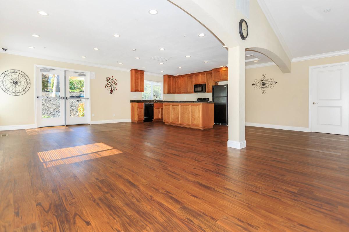 a room with a hard wood floor