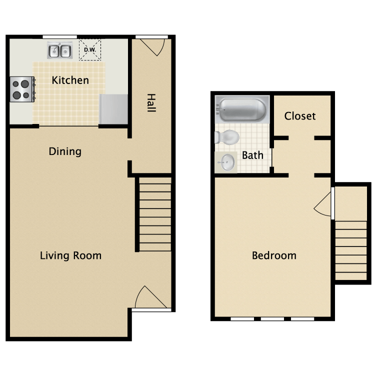Floor plan image of 1 Bed 1 Bath