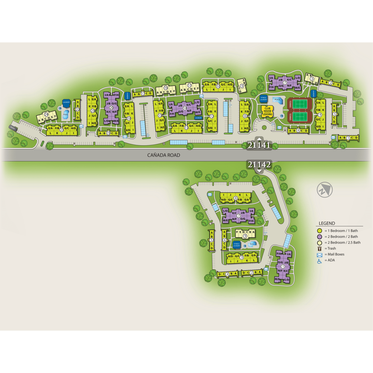 Located near Lake Forest Drive and Trabuco Road, the community features a resident clubhouse and two fitness centers.