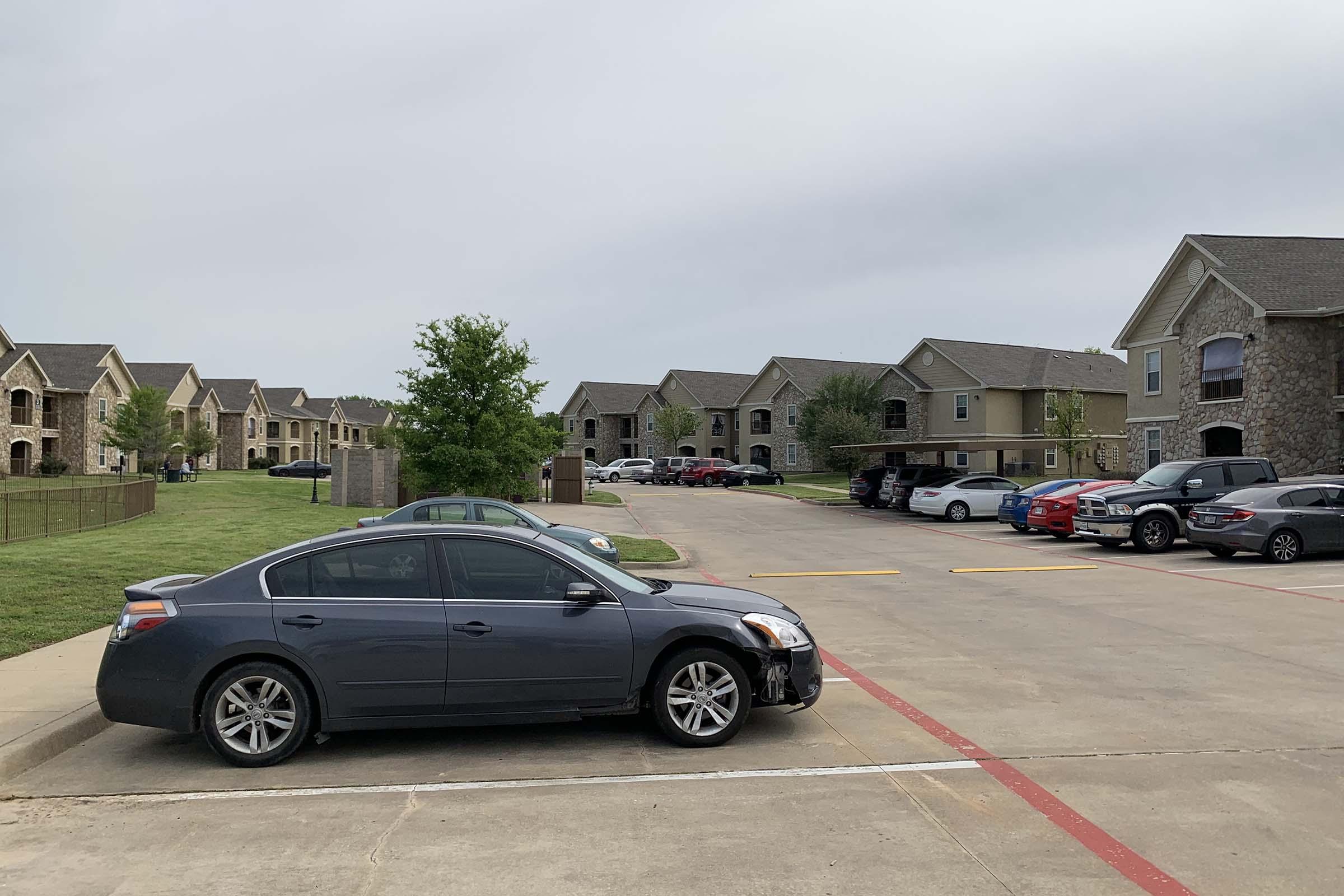 a car parked in a parking lot