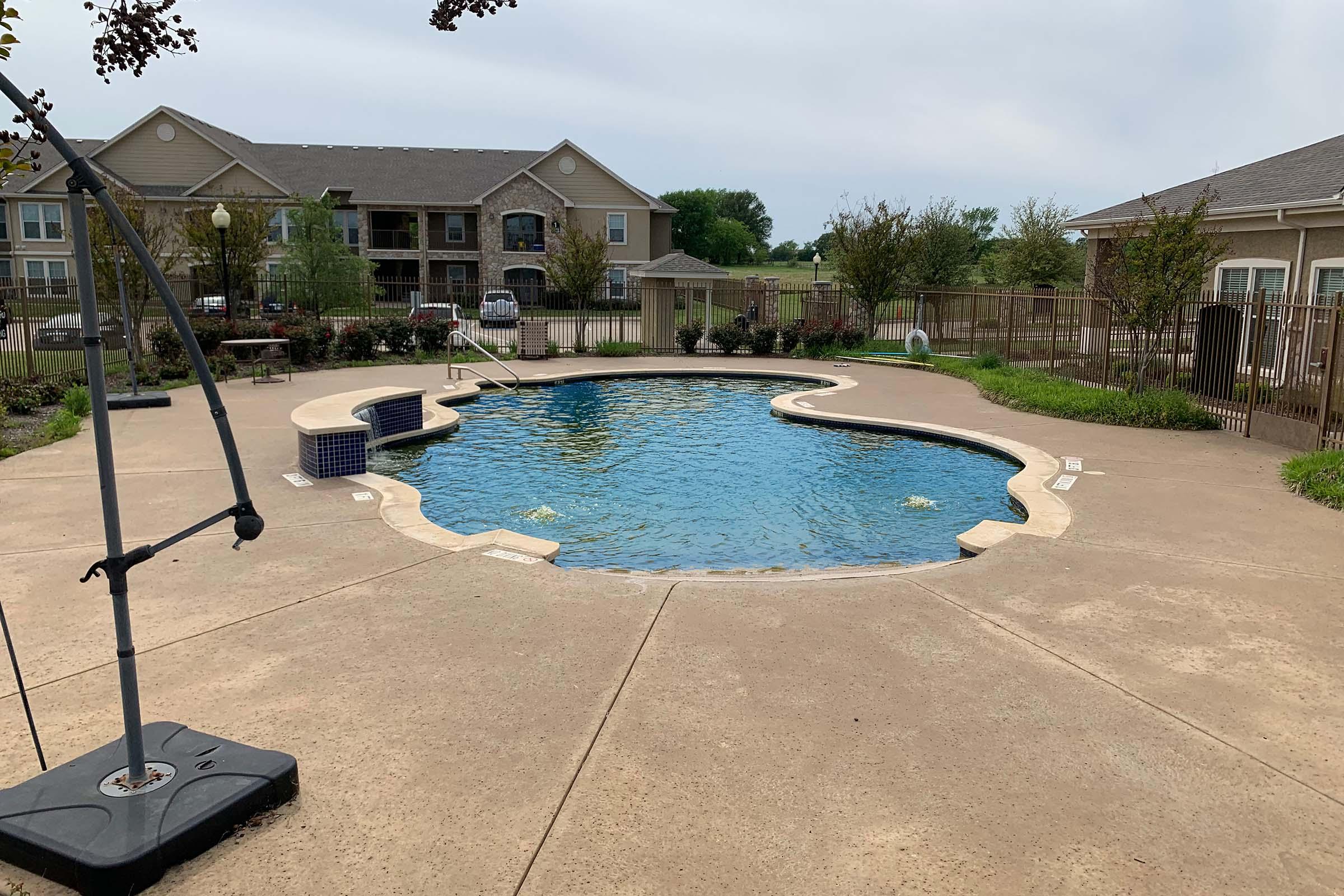 a house with a pool of water