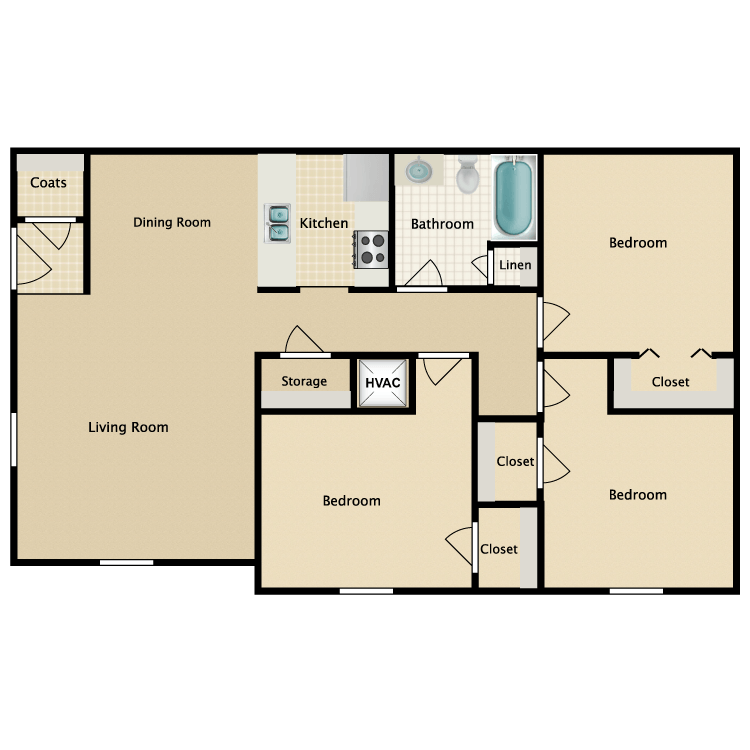 Floor plan image of 3 Bed 1 Bath