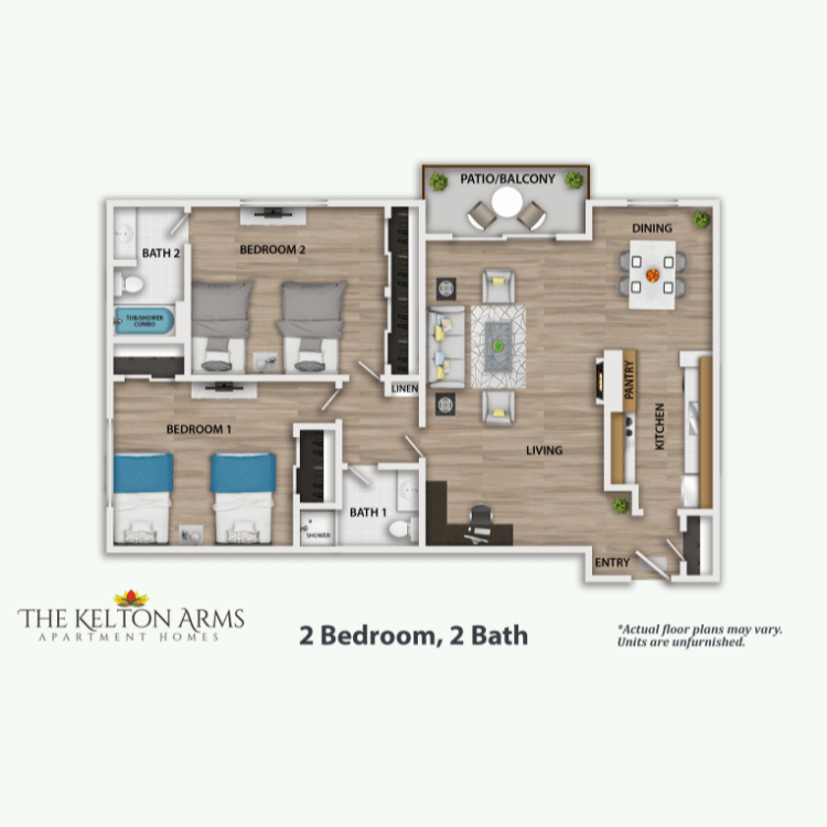 Floor plan image of 2 Bed 2 Bath
