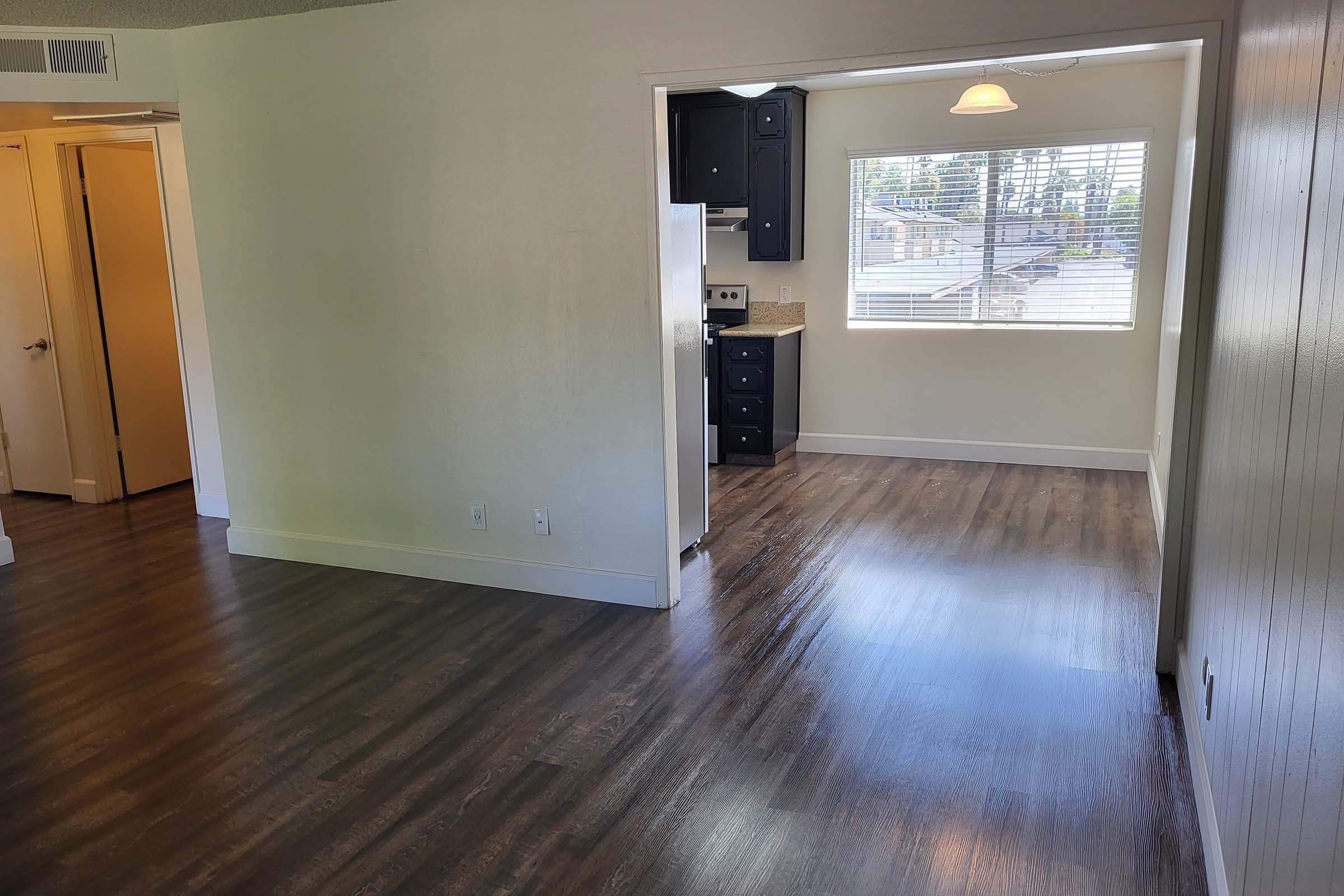 a room with a wood floor