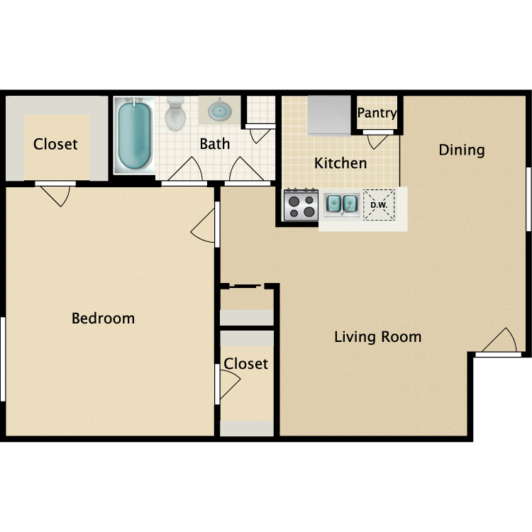 Floor plan image of 1 Bedroom 1 Bathroom