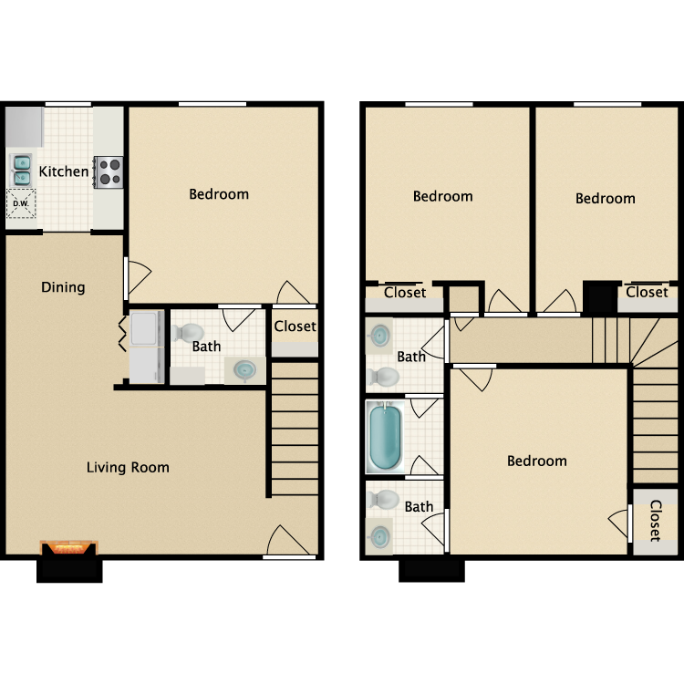 Floor plan image of 4 Bedroom 2.5 Bathroom