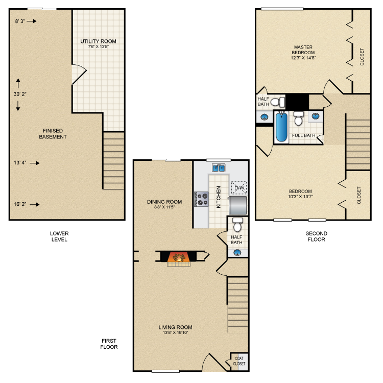 Floor plan image of 2 Bed Townhome 3
