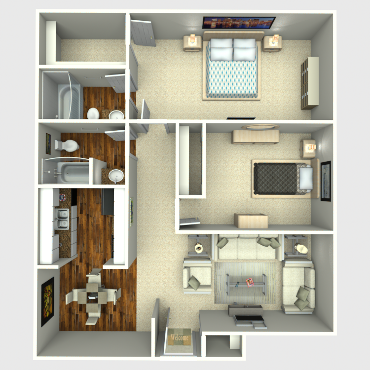 Floor plan image of 2 Bed 2 Bath