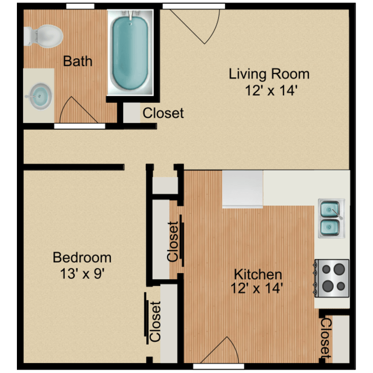 Floor plan image of 1 Bedroom B