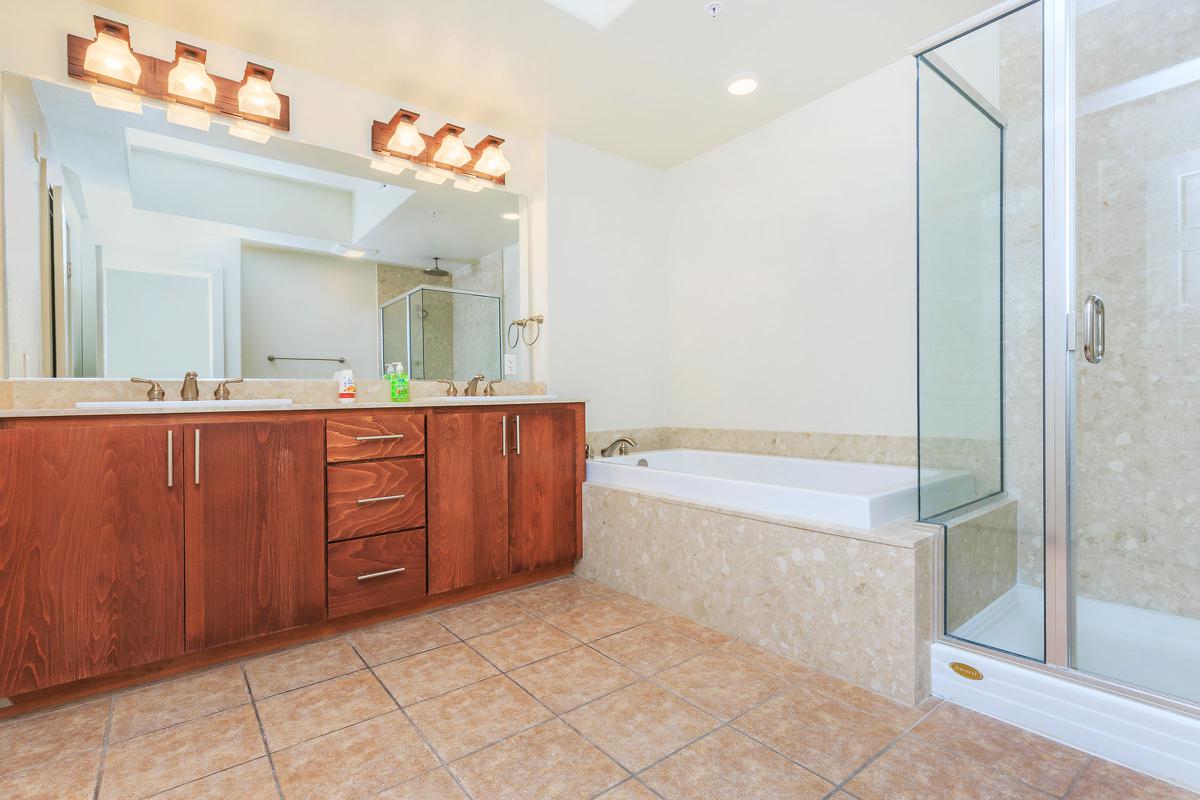 TILED BATHROOMS WITH DESIGNER FIXTURES AT ECHELON AT CENTENNIAL HILLS IN LAS VEGAS