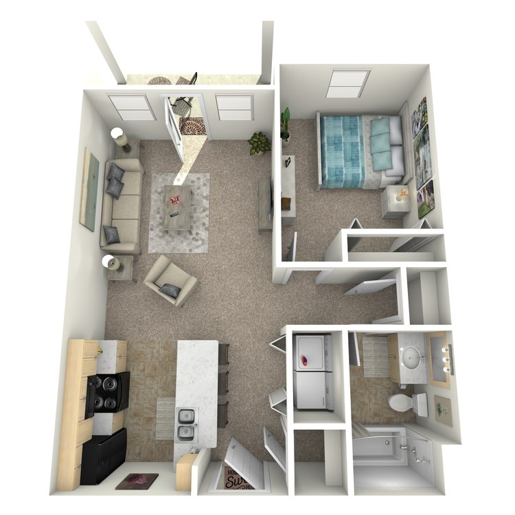 Floor plan image of 1 Bed 1 Bath Downstairs