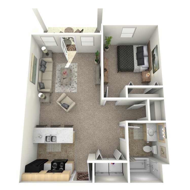 Floor plan image of 1 Bed 1 Bath Upstairs
