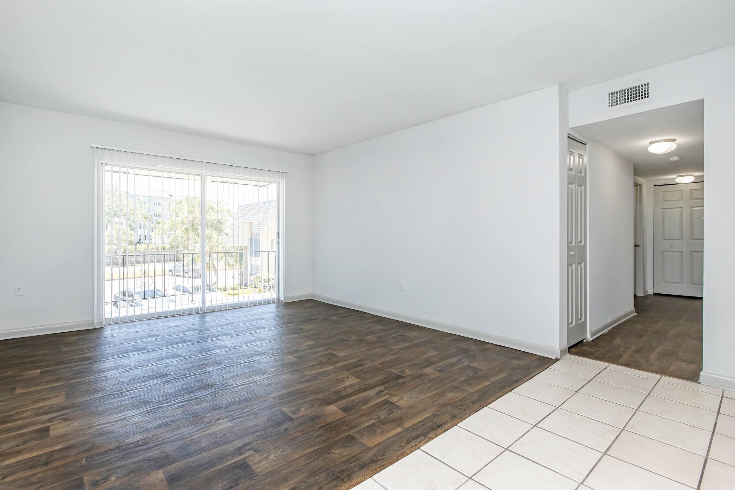 a room with a tile floor