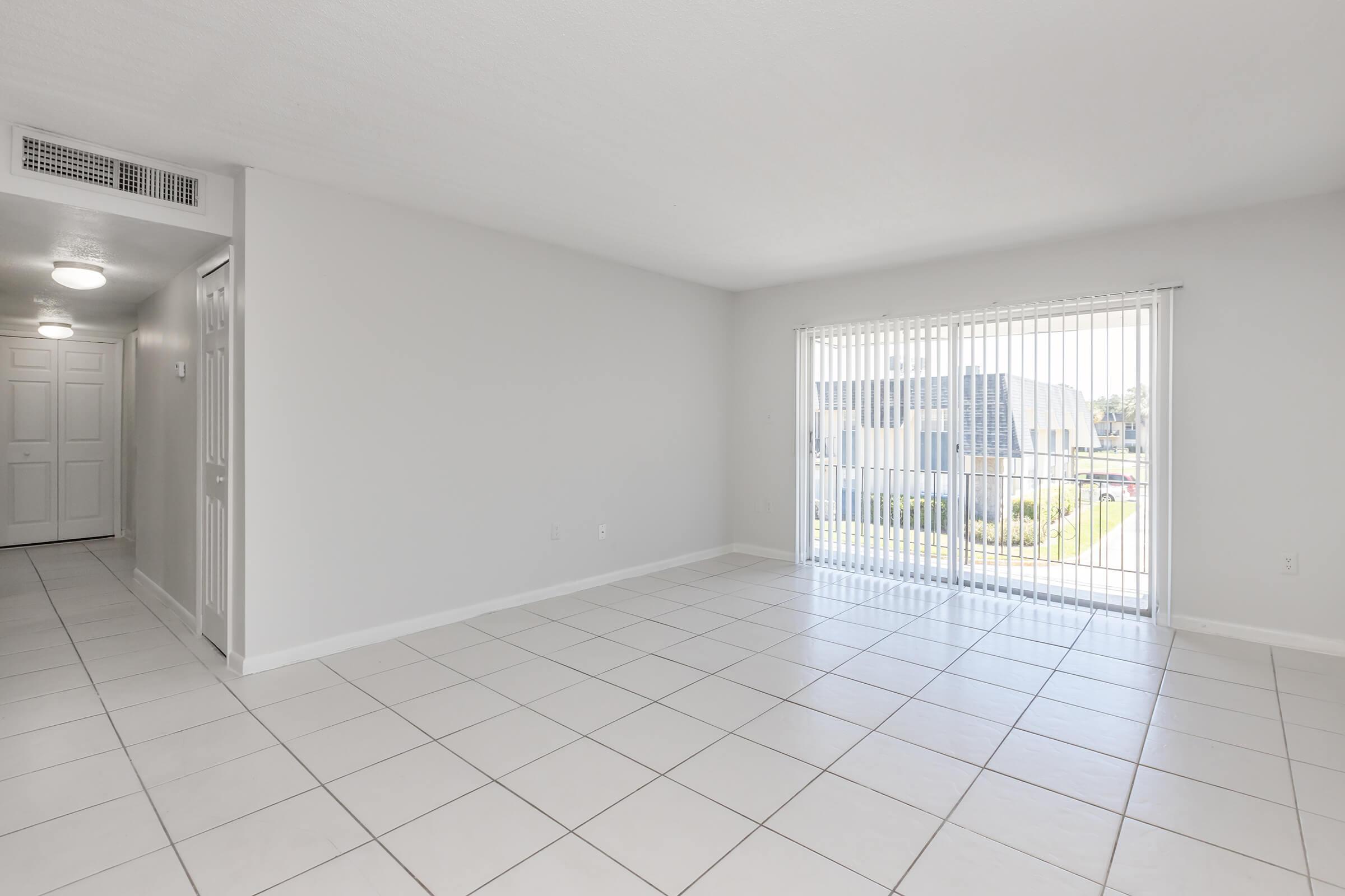 a room with a tiled floor