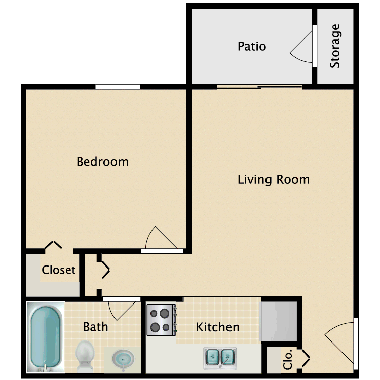 Floor plan image of One Bedroom