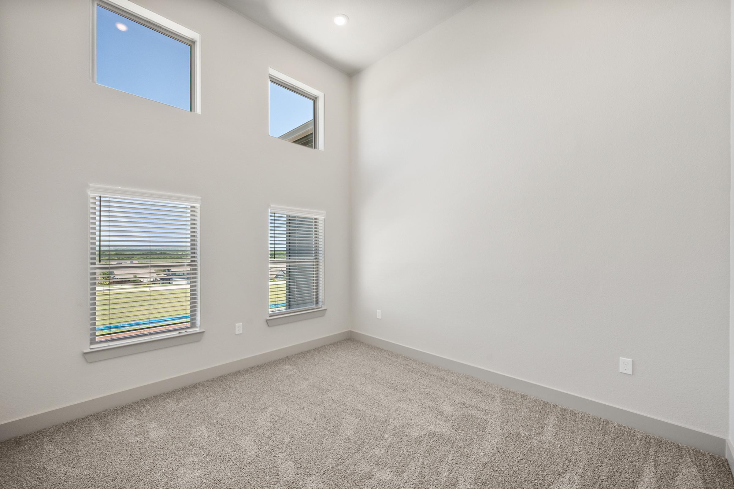Spacious primary suite in the B1 Floor Plan featuring soft carpet, natural light, and direct access to an ensuite bathroom and walk-in closet.