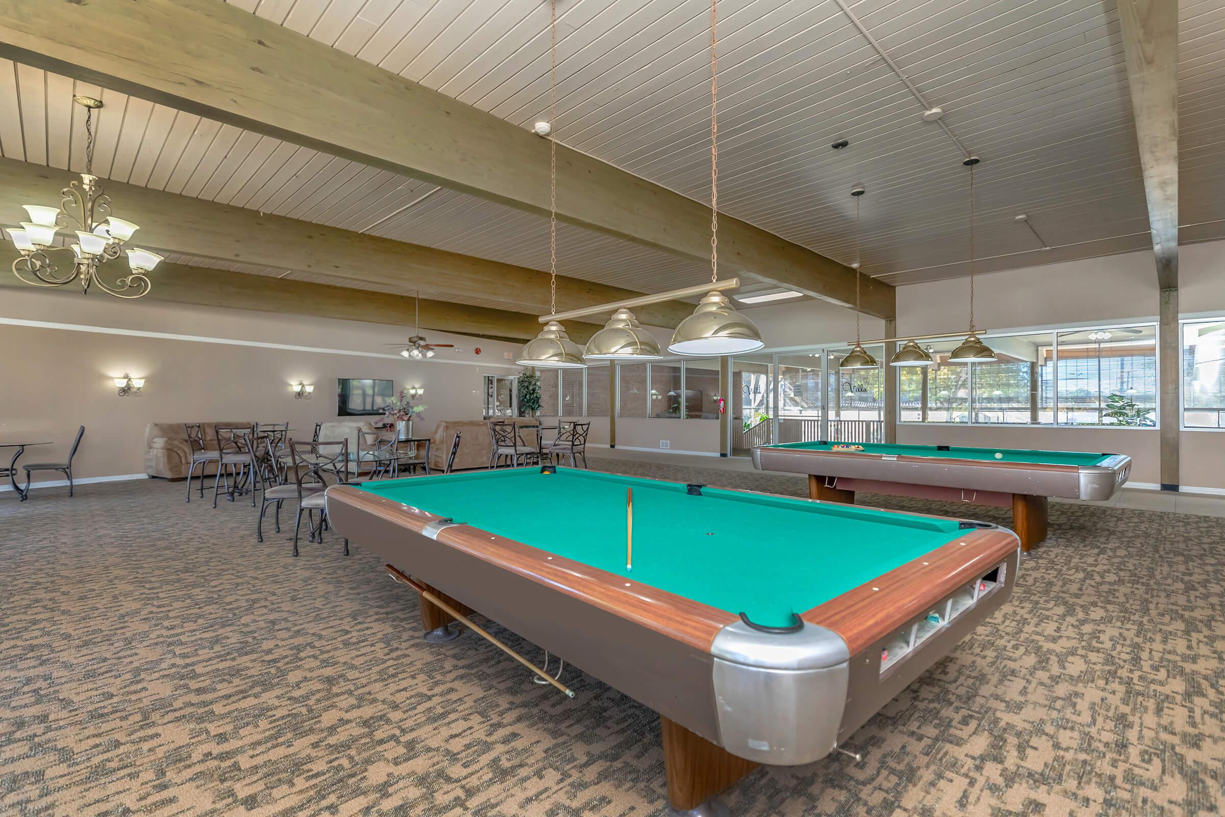 pool tables in the community room