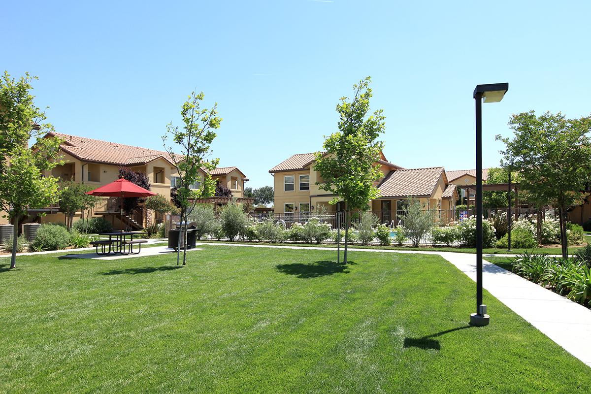 This is the beautiful landscaping of Villa Siena Apartments