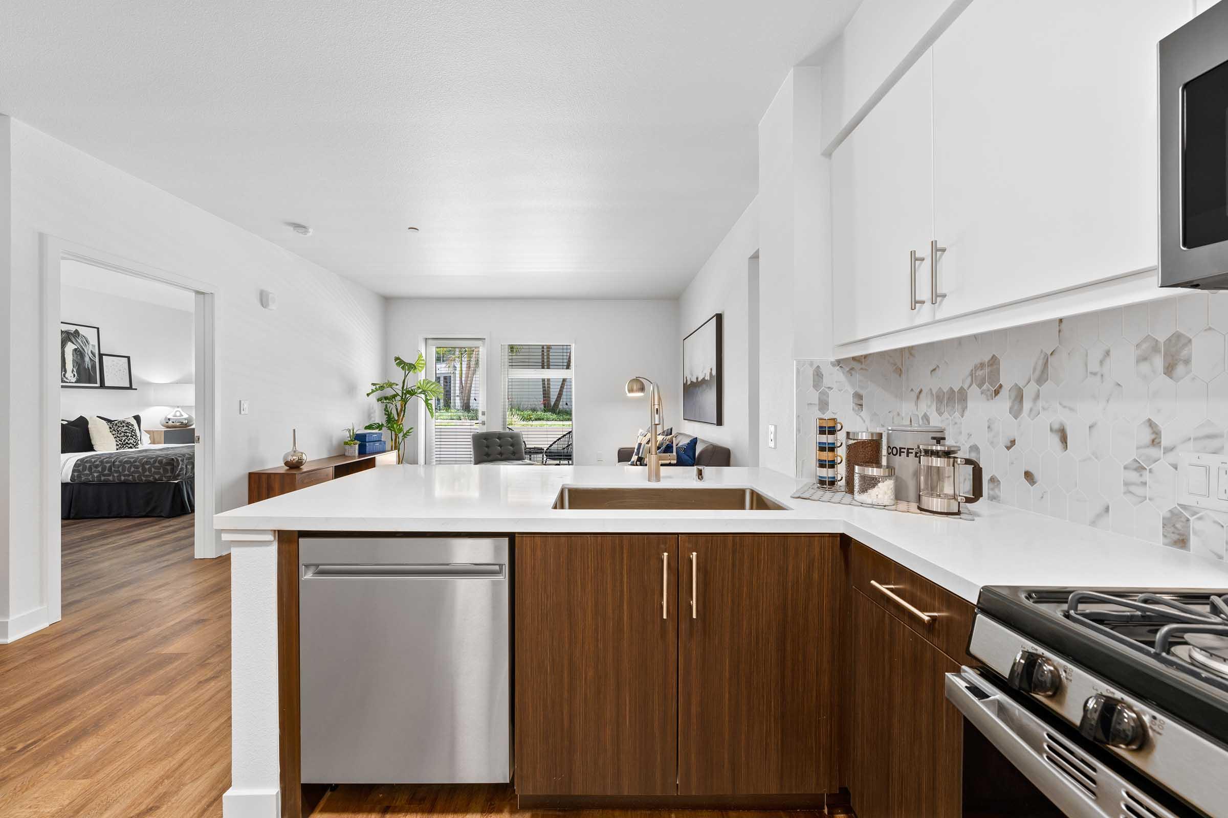 a kitchen with a dishwasher