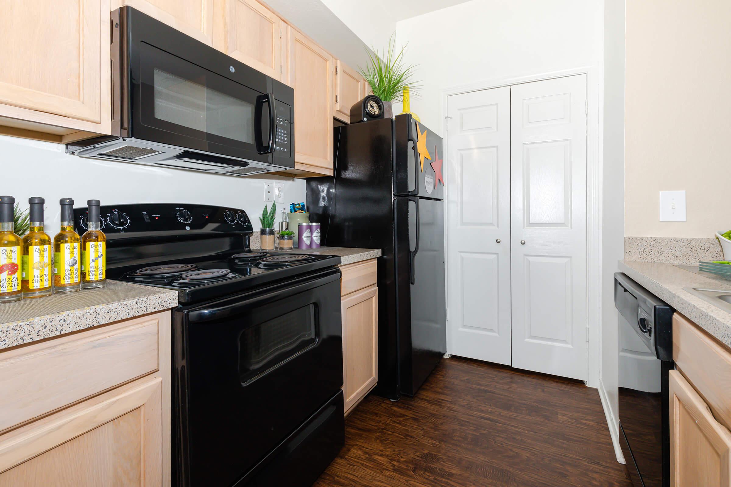 kitchen with black appliances