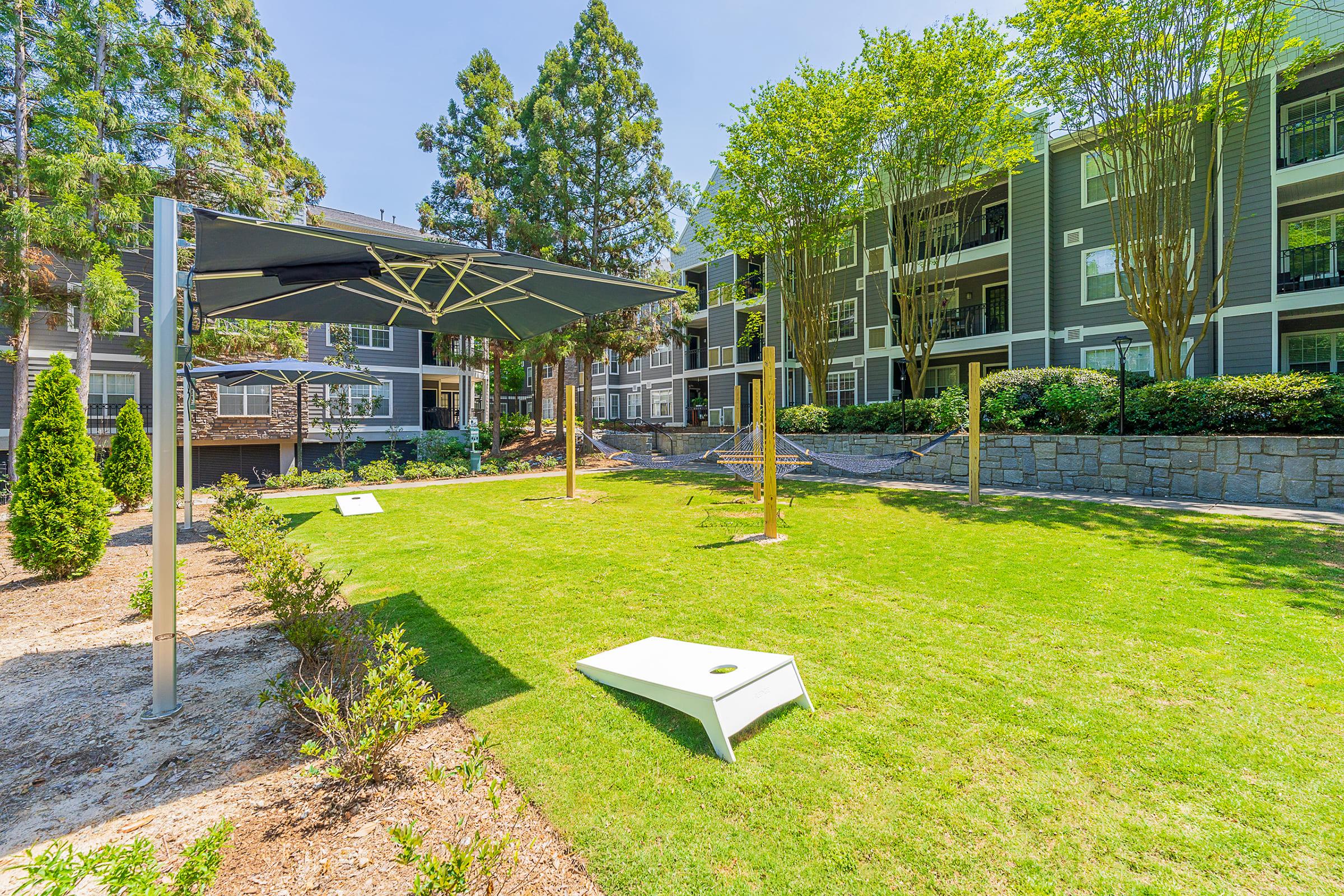 a large lawn in front of a building