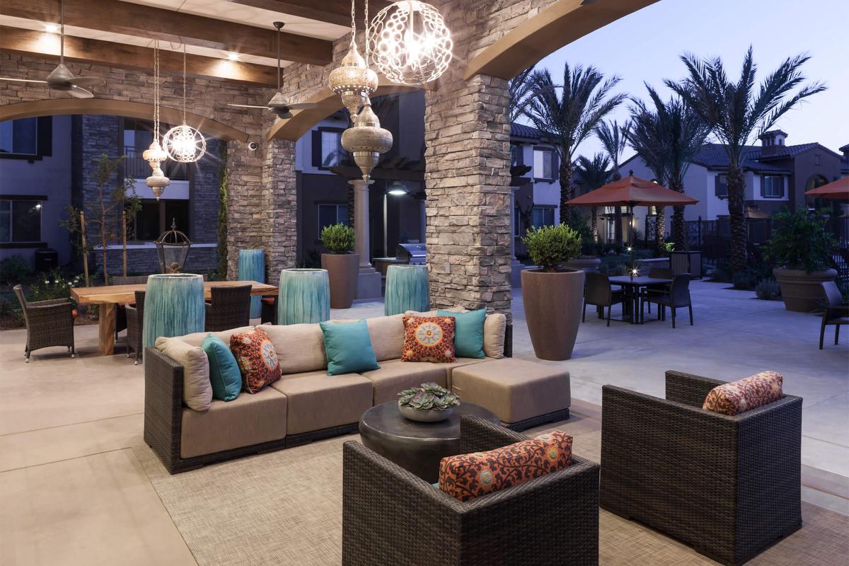 Lounge furniture in the pool area 