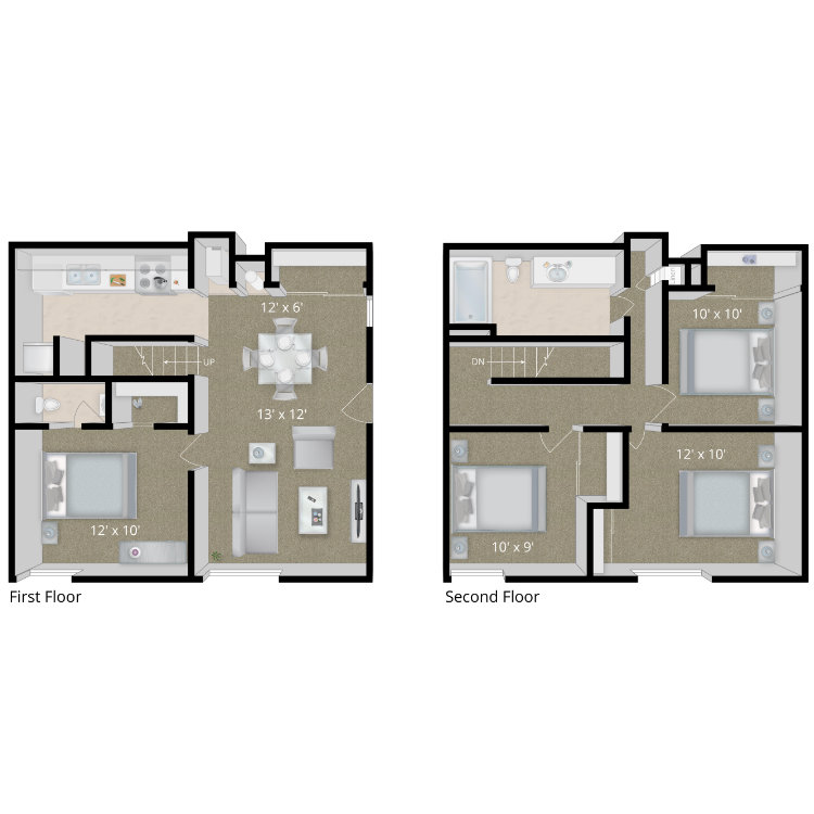 4 Bedroom Townhome floor plan image