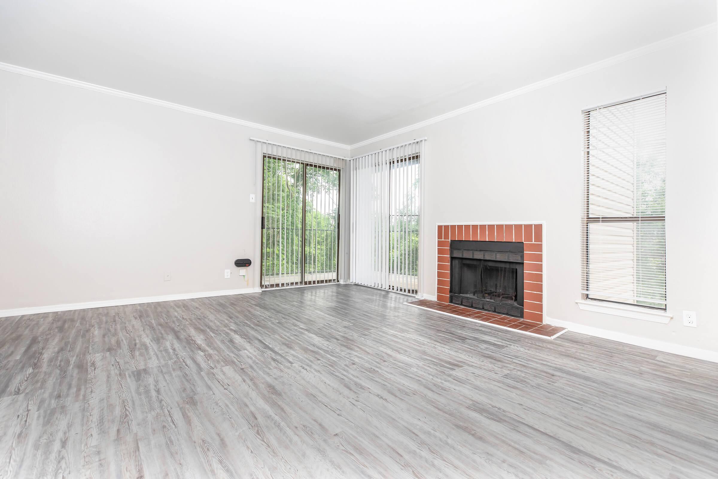 a living room with a large window