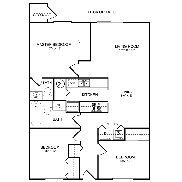 Floor plan image of 3 Bed 1.5 Bath