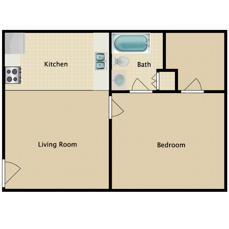 Floor plan image of 1 Bed 1 Bath A